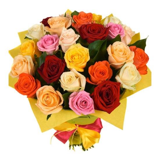 25 dažādu krāsu rozes iepakojumā (40 cm)
