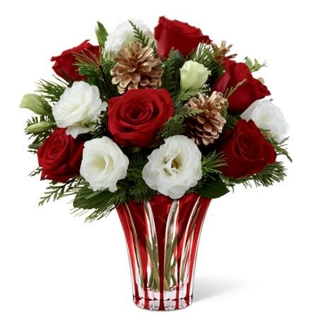 Ziemas rožu un lizanšu pušķis