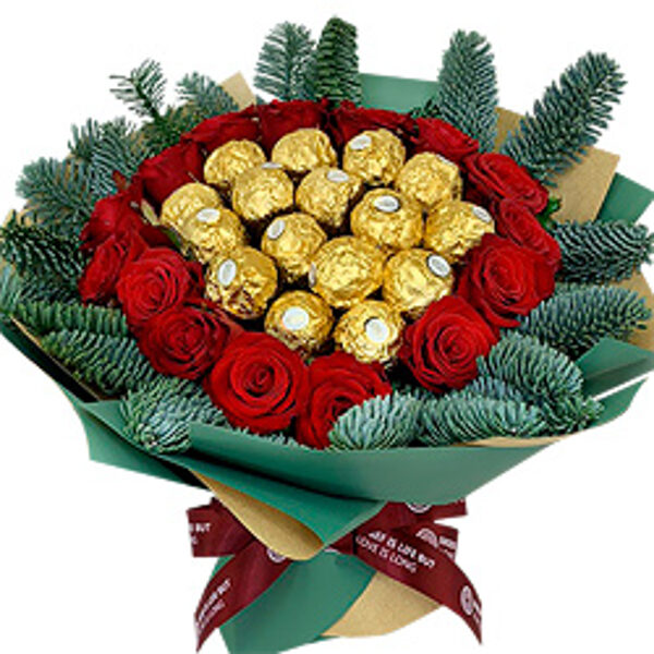 Pušķis "Ziemas maģija" ar Ferrero Rocher